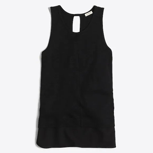 J. Crew Drapey Tank Top with Silky Hem, Black - Picture 1 of 6